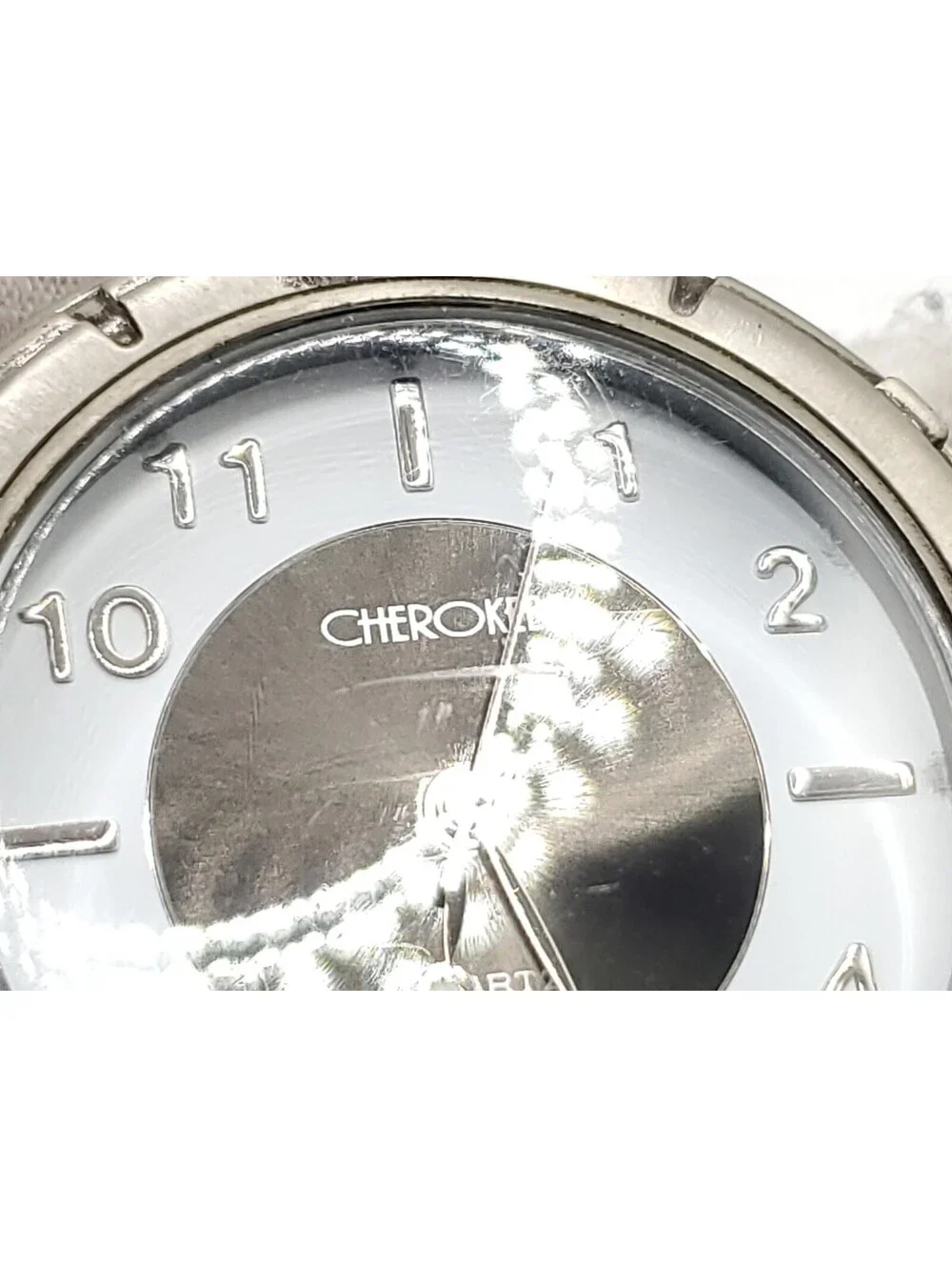 Cherokee Quartz Pocket Watch New Battery Silver Tone 47mm